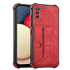 Custodia Lusso Pelle Cover Y01B per Samsung Galaxy A02s Rosso