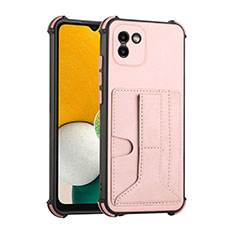 Custodia Lusso Pelle Cover Y01B per Samsung Galaxy A03 Oro Rosa