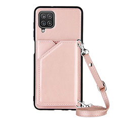 Custodia Lusso Pelle Cover Y01B per Samsung Galaxy A12 5G Oro Rosa