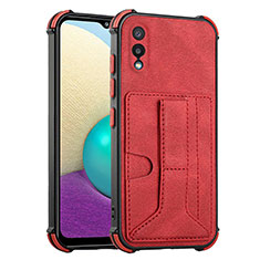 Custodia Lusso Pelle Cover Y01B per Samsung Galaxy M02 Rosso