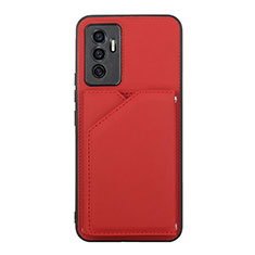 Custodia Lusso Pelle Cover Y01B per Vivo V23e 5G Rosso