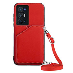 Custodia Lusso Pelle Cover Y01B per Vivo X70 Pro+ Plus 5G Rosso