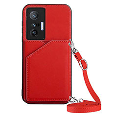 Custodia Lusso Pelle Cover Y01B per Vivo X70t Rosso