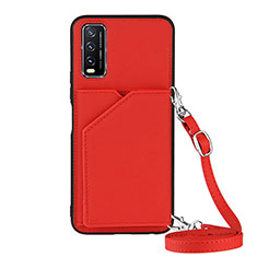 Custodia Lusso Pelle Cover Y01B per Vivo Y11s Rosso