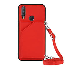 Custodia Lusso Pelle Cover Y01B per Vivo Y12 Rosso