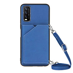 Custodia Lusso Pelle Cover Y01B per Vivo Y12G Blu