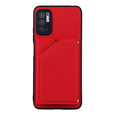 Custodia Lusso Pelle Cover Y01B per Xiaomi Redmi Note 10T 5G Rosso