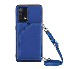 Custodia Lusso Pelle Cover Y02B per Oppo A95 4G Blu