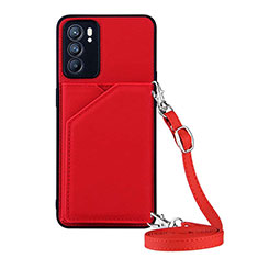 Custodia Lusso Pelle Cover Y02B per Oppo Reno6 5G Rosso