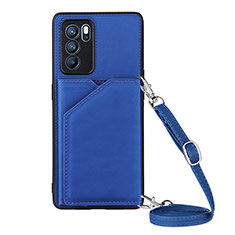 Custodia Lusso Pelle Cover Y02B per Oppo Reno6 Pro 5G India Blu