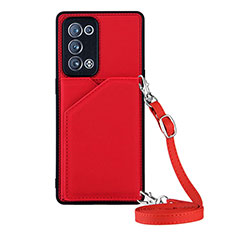 Custodia Lusso Pelle Cover Y02B per Oppo Reno6 Pro 5G Rosso