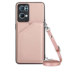 Custodia Lusso Pelle Cover Y02B per Oppo Reno7 Pro 5G Oro Rosa