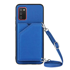 Custodia Lusso Pelle Cover Y02B per Samsung Galaxy A02s Blu