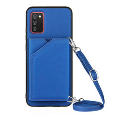 Custodia Lusso Pelle Cover Y02B per Samsung Galaxy A03s Blu