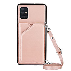 Custodia Lusso Pelle Cover Y02B per Samsung Galaxy A51 5G Oro Rosa