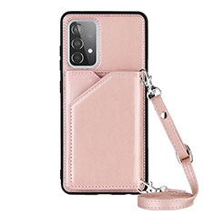 Custodia Lusso Pelle Cover Y02B per Samsung Galaxy A52 4G Oro Rosa