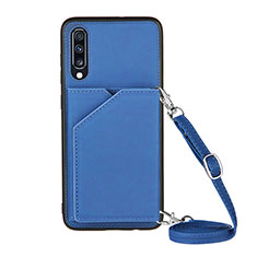 Custodia Lusso Pelle Cover Y02B per Samsung Galaxy A70S Blu