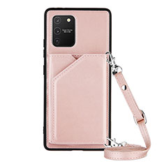 Custodia Lusso Pelle Cover Y02B per Samsung Galaxy A91 Oro Rosa