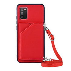 Custodia Lusso Pelle Cover Y02B per Samsung Galaxy F02S SM-E025F Rosso