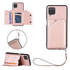 Custodia Lusso Pelle Cover Y02B per Samsung Galaxy F12 Oro Rosa