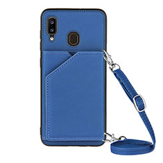 Custodia Lusso Pelle Cover Y02B per Samsung Galaxy M10S Blu