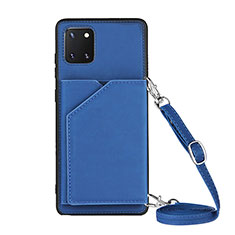 Custodia Lusso Pelle Cover Y02B per Samsung Galaxy M60s Blu