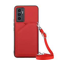 Custodia Lusso Pelle Cover Y02B per Vivo V23e Rosso