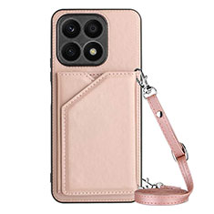 Custodia Lusso Pelle Cover Y03B per Huawei Honor X8a 4G Oro Rosa