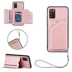 Custodia Lusso Pelle Cover Y03B per Samsung Galaxy A03s Oro Rosa