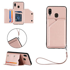 Custodia Lusso Pelle Cover Y03B per Samsung Galaxy A30 Oro Rosa