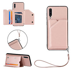 Custodia Lusso Pelle Cover Y03B per Samsung Galaxy A50S Oro Rosa