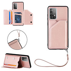 Custodia Lusso Pelle Cover Y03B per Samsung Galaxy A52 4G Oro Rosa