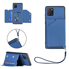 Custodia Lusso Pelle Cover Y03B per Samsung Galaxy A81 Blu