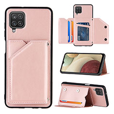 Custodia Lusso Pelle Cover Y03B per Samsung Galaxy F12 Oro Rosa