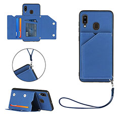 Custodia Lusso Pelle Cover Y03B per Samsung Galaxy M10S Blu