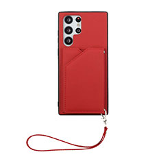 Custodia Lusso Pelle Cover Y03B per Samsung Galaxy S24 Ultra 5G Rosso