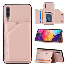 Custodia Lusso Pelle Cover Y04B per Samsung Galaxy A30S Oro Rosa