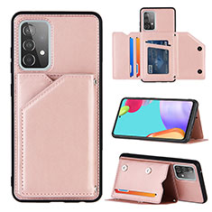 Custodia Lusso Pelle Cover Y04B per Samsung Galaxy A52 5G Oro Rosa