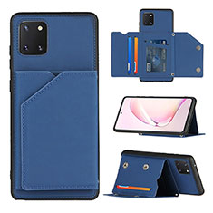 Custodia Lusso Pelle Cover Y04B per Samsung Galaxy A81 Blu
