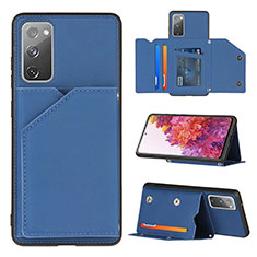 Custodia Lusso Pelle Cover Y04B per Samsung Galaxy S20 FE 5G Blu