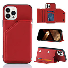 Custodia Lusso Pelle Cover Y05B per Apple iPhone 13 Pro Rosso