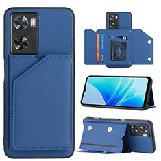 Custodia Lusso Pelle Cover YB1 per Oppo A77 4G Blu