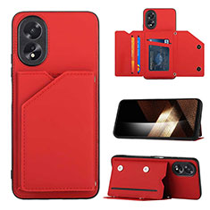 Custodia Lusso Pelle Cover YB1 per Oppo A78 4G Rosso