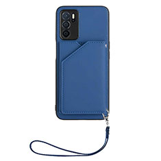 Custodia Lusso Pelle Cover YB2 per Oppo A16 Blu