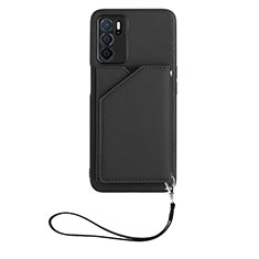 Custodia Lusso Pelle Cover YB2 per Oppo A16 Nero