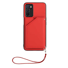 Custodia Lusso Pelle Cover YB2 per Oppo A16 Rosso