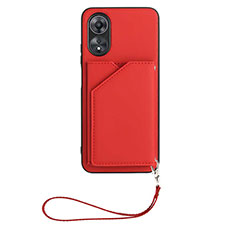 Custodia Lusso Pelle Cover YB2 per Oppo A17 Rosso