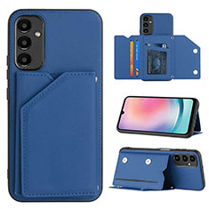 Custodia Lusso Pelle Cover YB2 per Samsung Galaxy A24 4G Blu