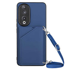 Custodia Lusso Pelle Cover YB3 per Huawei Honor 90 5G Blu