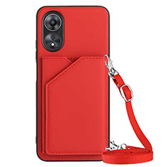 Custodia Lusso Pelle Cover YB3 per Oppo A17 Rosso